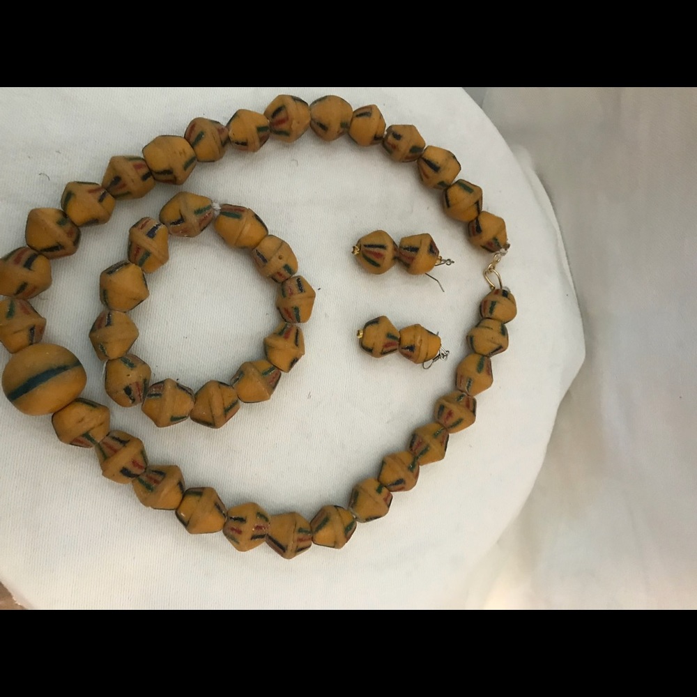 Hand crafted beaded necklace  set made in Ghana